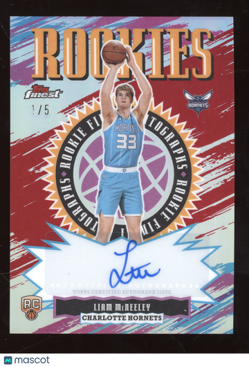 2025 Topps Finest Rookie Autographs Liam McNeeley #RFA-LM Red /5 RC