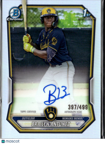 Brailyn Antunez 2024 Bowman Chrome Auto Refractor /499 Milwaukee Brewers