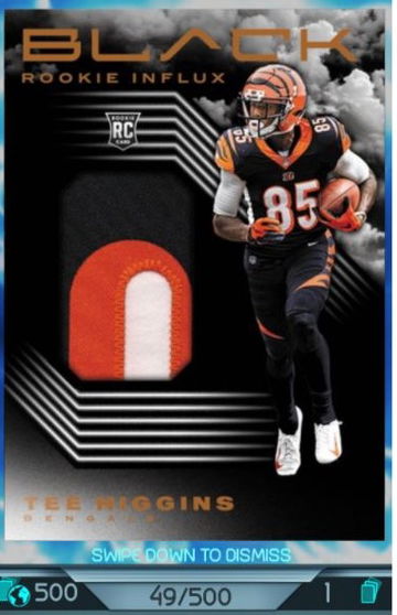 2020 Black Panini Blitz Tee Higgins RC /500