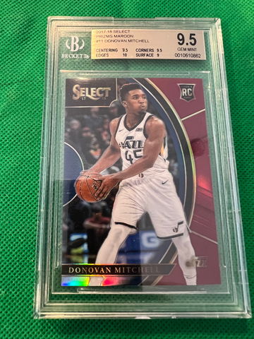 2017 select Donovan Mitchell maroon rc 74/199 bgs 9.5 gem mint