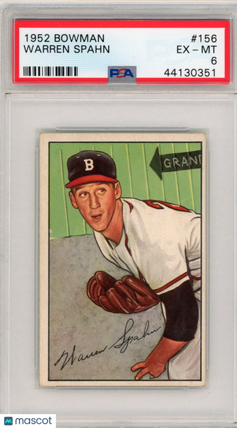 1952 Bowman Warren Spahn #156 PSA 6