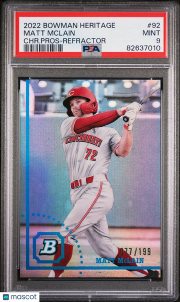 2022 Bowman Heritage Matt Mclain #92 CHR. Pros Refractor /199 PSA 9