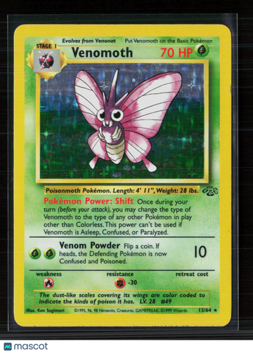 1999 Jungle Venomoth Holo Rare #13/64