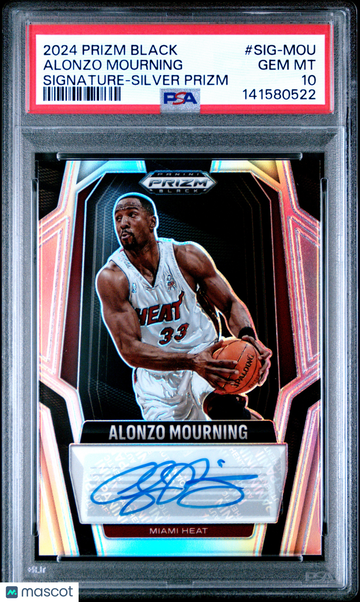 2024 Panini Prizm Black Signatures Alonzo Mourning #SIG-MOU Silver PSA 10