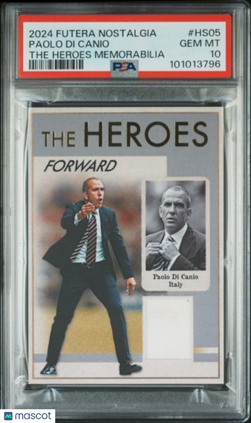 2024 Futera Nostalgia The Heroes Memorabilia Paolo DI Canio #HS05 PSA 10