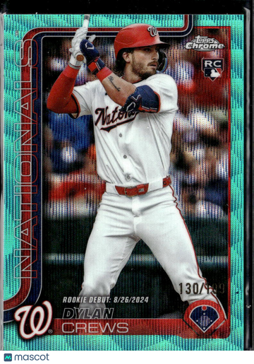 Dylan Crews 2025 Topps Chrome Update Series RC Aqua Prism Washington Nationals
