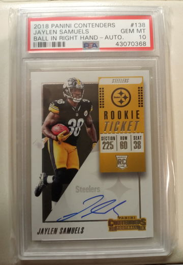 2018 Contenders Jaylen Samuels Ball in Right Hand Auto PSA 10