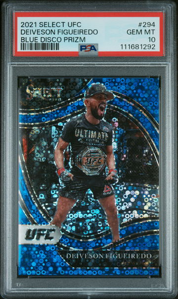 2021 Panini Select UFC Blue Disco Prizm Deiveson Figueiredo #294 /99 PSA 10