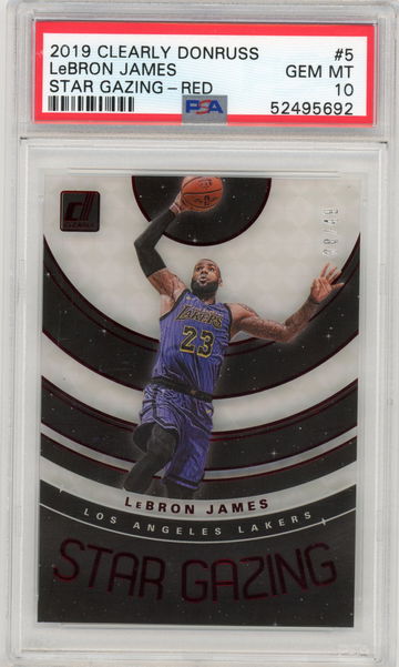 2019 Clearly Donruss LeBron James Star Gazing Red #'d 28/49 PSA 10 GEM MINT #5 Lakers