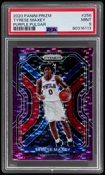 2020 Panini Prizm Tyrese Maxey Purple Pulsar Prizm PSA 9 RC