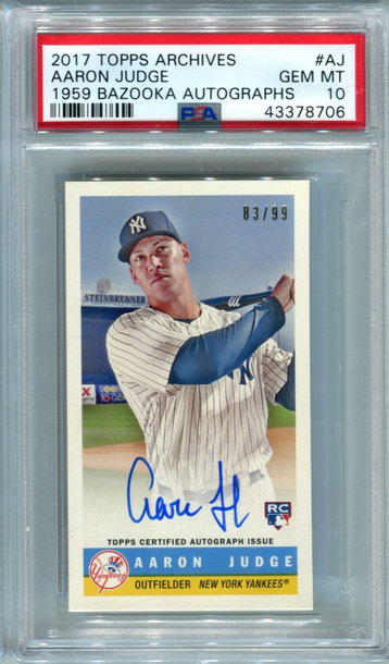2017 Topps Archives Aaron Judge 1959 Bazooka Auto PSA 10 /99