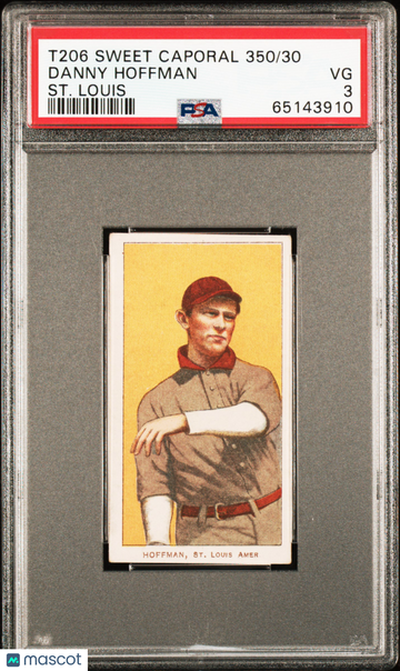 1909-11 T206 Sweet Caporal 350/30 Danny Hoffman ST. Louis PSA 3