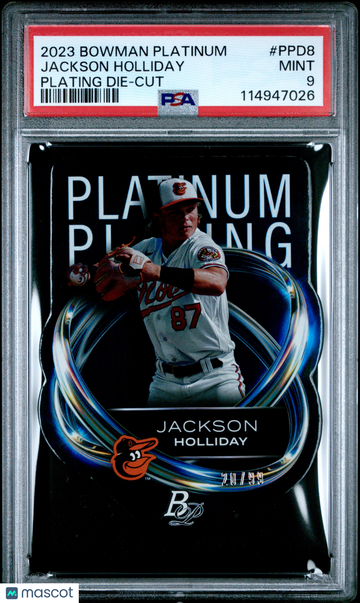 2023 Bowman Platinum Platinum Plating Jackson Holliday #PPD8 Die-Cut /99 PSA 9
