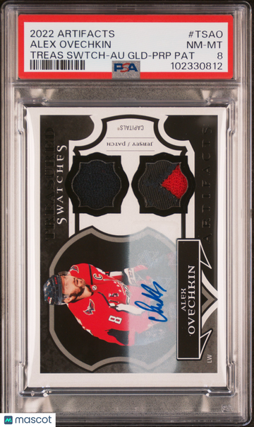 2022-23 Upper Deck Artifacts Treasured Swatches Alex Ovechkin #TSAO Black /5 PSA 8