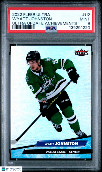 2022-23 Upper Deck Fleer Ultra Ultra Update Achievements Wyatt Johnston #U2 Rookie PSA 9