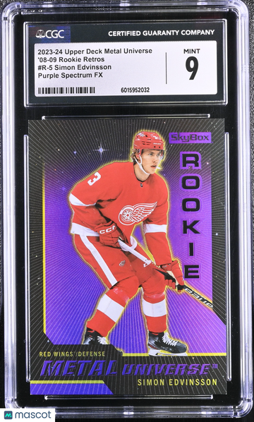 2023-24 Upper Deck Metal Universe Simon Edvinsson #R-5 Purple Spectrum FX '08-09 Rookie Retros CGC 9