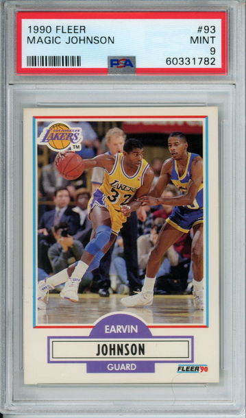 EARVIN MAGIC JOHNSON 1990 Fleer #93 PSA 9 MINT LA Lakers