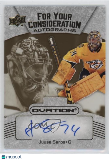 2023-24 Upper Deck Ovation - For Your Consideration - Auto Juuse Saros #FC-SA Auto