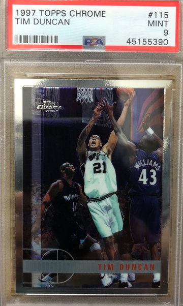 Tim Duncan 1997-98 Topps Chrome Rc #115 PSA 9 Mint!