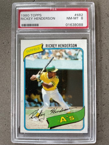 1980 Topps RICKEY HENDERSON PSA 8 Rookie #482 RC HOF Oakland As