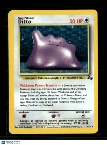 1999 Fossil Ditto Holo Rare #3/62