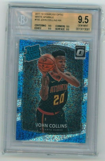 John Collins RC 2017-18 Donruss Optic #182 WHITE SPARKLE SSP Rookie BGS 9.5