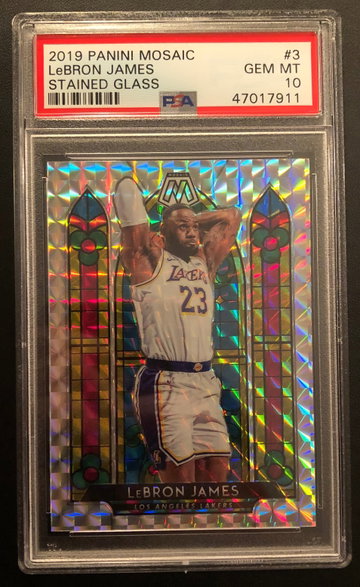 LeBron James 2019 Panini Mosaic Stained Glass PSA 10