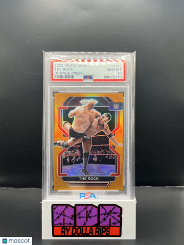2022 Panini Prizm WWE The Rock #191 Orange PSA 10