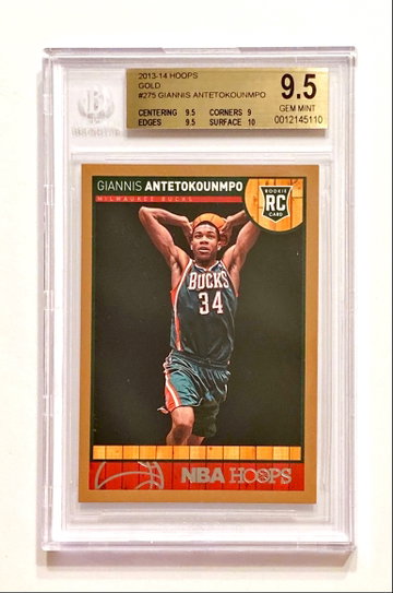 2013 Panini Hoops Giannis Antetokounmpo #275 Gold Rookie BGS 9.5 Gem Mint