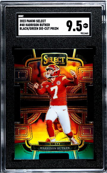 2023 Panini Select Black/Green Harrison Butker #48 Die-Cut Prizm SGC 9.5