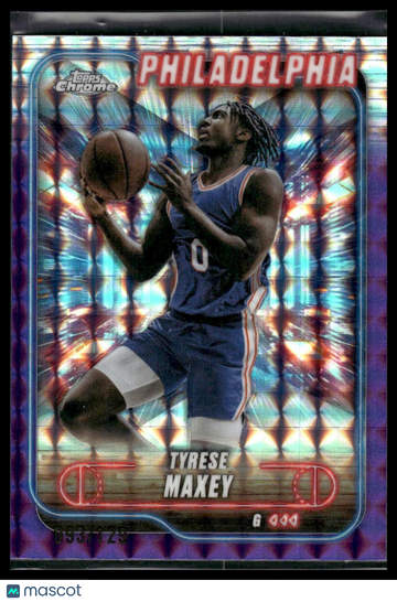 2024-25 Topps Chrome Tyrese Maxey #40 Purple Geometric Refractor SN