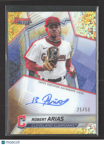 2025 Bowman's Best Robert Arias #B25-RA Gold Mini-Diamond Refractor /50 Topps Certified Autograph Issue