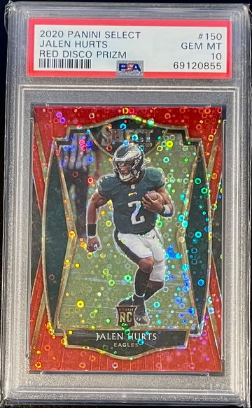 2020 Select Jalen Hurts Select RC Rookie Red Disco Prizm /49 PSA 10 Gem Eagles