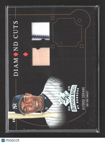 2005 Donruss Diamond Kings Diamond Cuts Alfonso Soriano #DC-3 Game-Worn/Used Material Bat Relic Jersey Patch 021/100