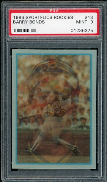 1986 BARRY BONDS  - Sportflics  Rookies # 13  -  Mint  -  PSA 9