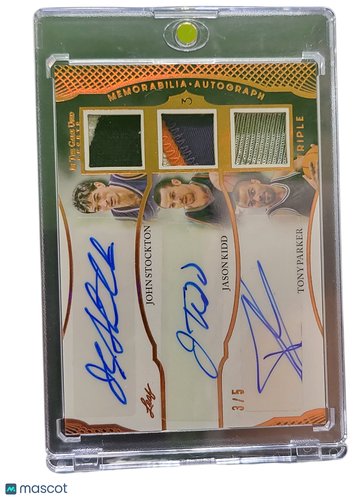 2024 Leaf In The Game Used Sports John Stockton Jason Kidd Tony Parker #IGTA-6 /5 Triple Memorabilia Triple Autograph