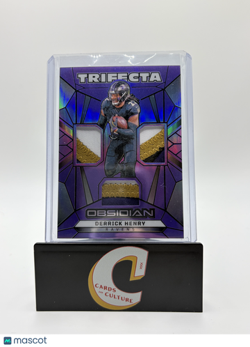 2025 Panini Obsidian Trifecta Derrick Henry #TS-DHY Purple Contra /49 Triple Memorabilia Patch