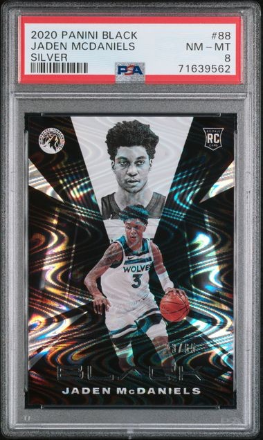 2020 PANINI BLACK JADEN MCDANIELS SILVER SP /65 ROOKIE RC CARD #88 PSA 8