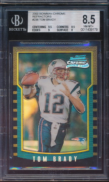 2000 Bowman Chrome #236 Tom Brady Refractor  BGS 8.5