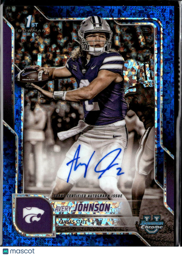 2025 Topps Bowman University Chrome Football Avery Johnson #BCA-AJ Blue Shimmer Refractor 1st Bowman
