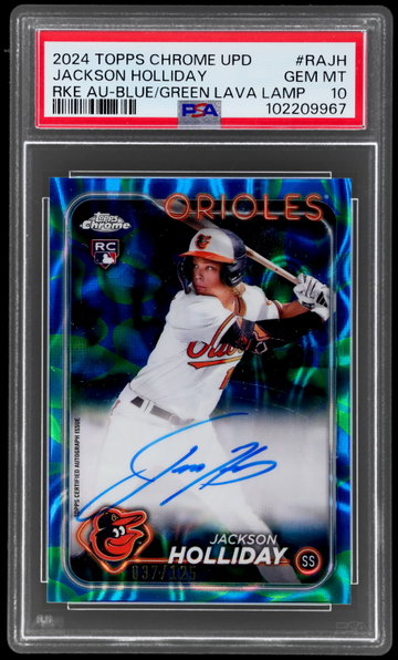 2024 Topps Chrome Update Jackson Holliday Rookie Autograph Blue/green Lava Lamp PSA 10