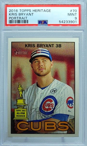 2016 TOPPS HERITAGE #70 KRIS BRYANT PORTRAIT PSA 9