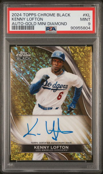 2024 Topps Chrome Black Autographs Auto-Gold Mini Diamond Kenny Lofton #KL /50 PSA 9