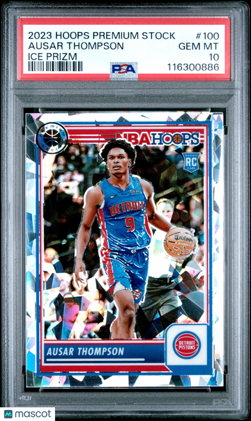 2023 Panini Hoops Premium Stock Ausar Thompson #100 Ice Prizm PSA 10