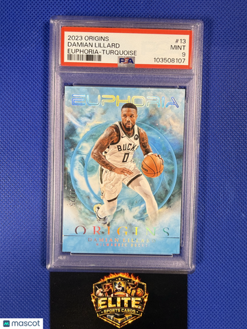 2023 Panini Origins Euphoria Damian Lillard #13 Turquoise /25 PSA 9