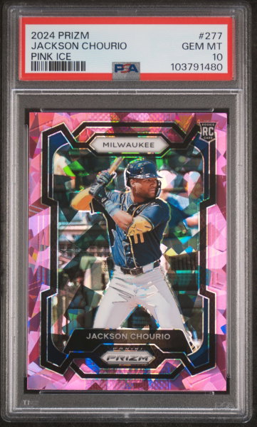 2024 Panini Prizm Pink Ice Jackson Chourio #277 PSA 10