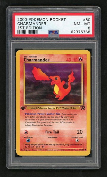 2000 Pokemon Team Rocket 1st Edition Charmander #50 PSA 8