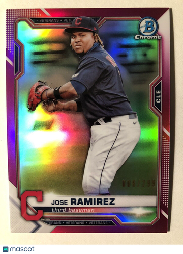 Jose Ramirez 2021 Bowman Chrome Fuchsia Refractor 8/299 - Cleveland Indians ⚾