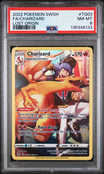 2022 Pokemon Sword and Shield Lost Origin Charizard #TG03 PSA 8