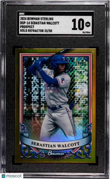 2024 Bowman Sterling Sebastian Walcott #BSP-14 Prospect Gold Refractor SGC 10